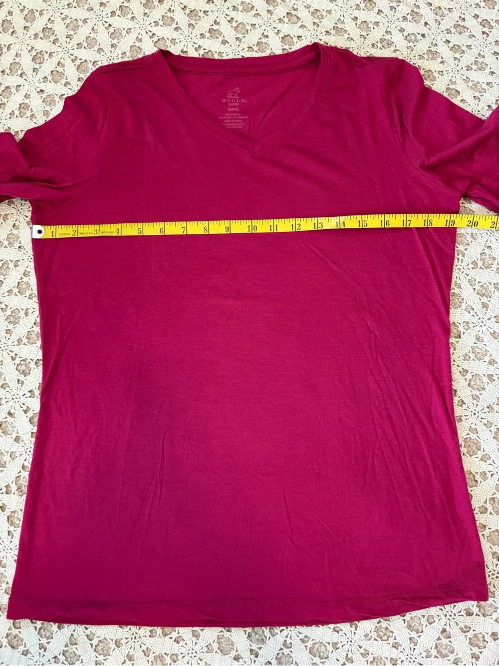 Woolx Elena 3/4 Sleeve V-Neck Wool Blend Shirt Fuchsia Pink Size Small